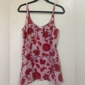 CAbi Pink and Red Floral Dress